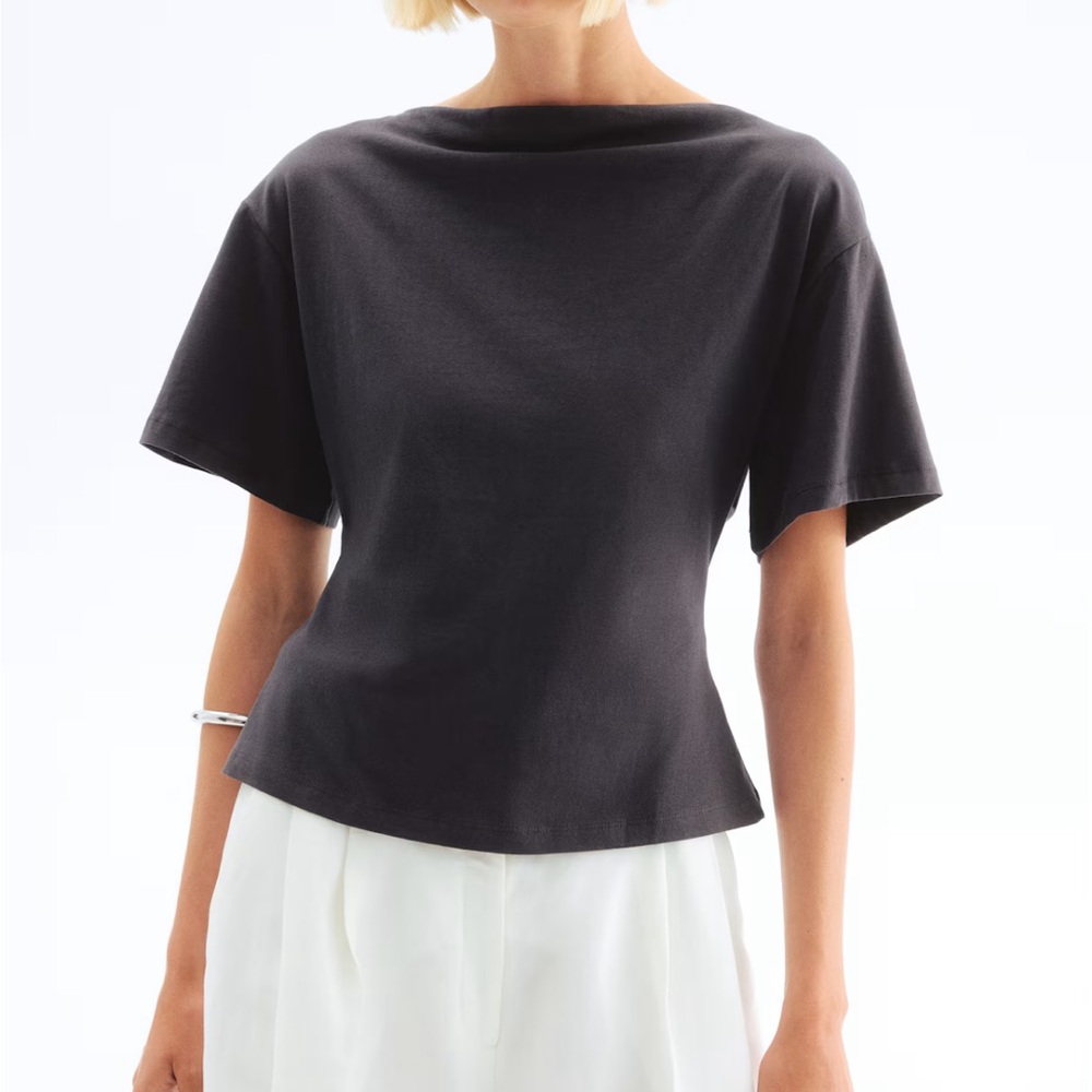 H&M Black Boatneck Short-Sleeve Top